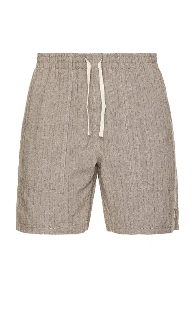 Rhythm Linen Stripe Fatigue Jam Shorts In Brown