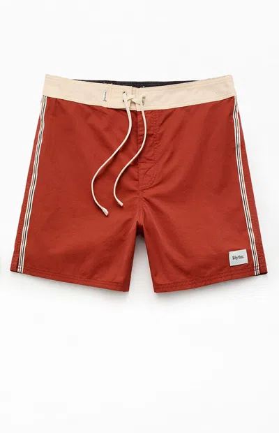 Rhythm Men's Heritage 5" Boardshorts In Orange In Brown