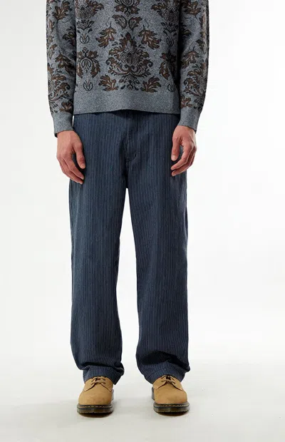 Rhythm Men's Hickory Striped Work Pants In Navy In Blue