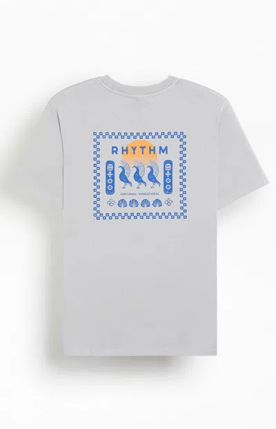 Rhythm Men's Natural Vibrations Vintage T-shirt In Off White In Gray