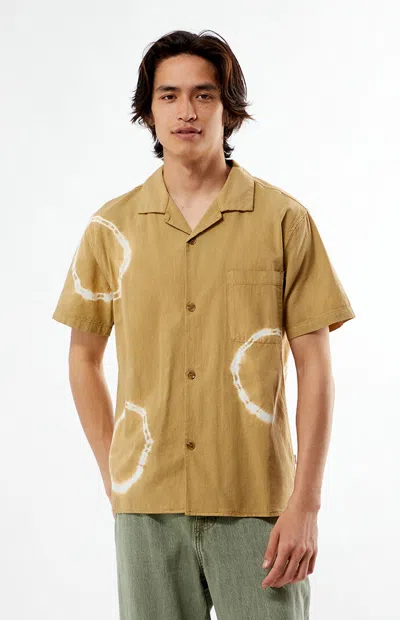 Rhythm Men's Tie Dye Camp Shirt In Yellow In Brown