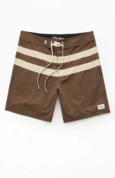 Rhythm Men's Twin Fin 7" Boardshorts In Brown
