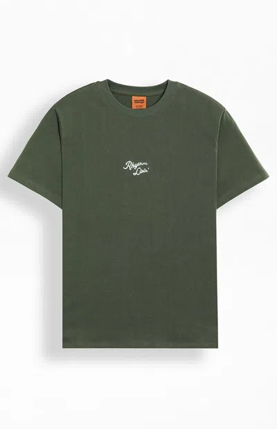 Rhythm Heavy Vintage Embroidered T-shirt In Silver Pine