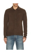 Rhythm Mohair Button Up Knit Cardigan In Brown