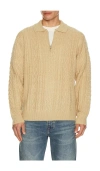 Rhythm Mohair Quarter Zip Fisherman Sweater In Neutral