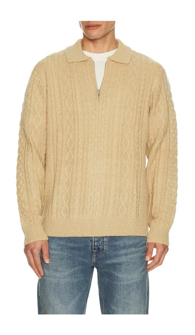 Rhythm Mohair Quarter Zip Fisherman Sweater In Neutral