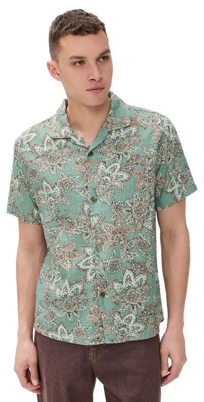 Rhythm Paisley Short Sleeve Shirt Green Tea In Multi