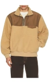Rhythm Pfeiffer Sherpa Fleece Quarter Zip In Brown