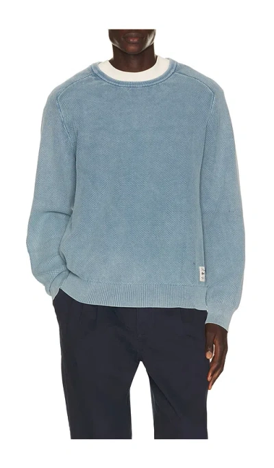 Rhythm Polu Crew Knit Sweater In Washed Blue