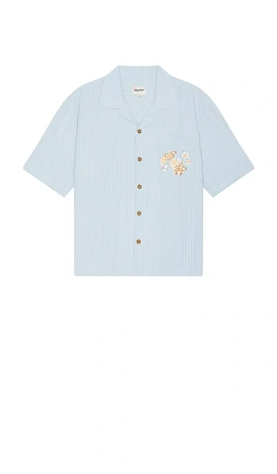 Rhythm Relaxed Flower Textured Shirt In Blue