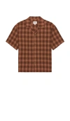 Rhythm Relaxed Shadow Check Shirt In Brown