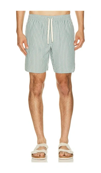 Rhythm Seersucker Stripe Jam Short In Green