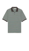 Rhythm Stripe Short Sleeve Polo In Charcoal