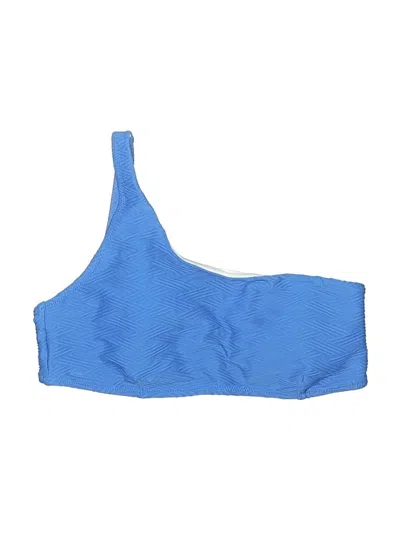 Pre-owned Rhythm Swimsuit Top Blue Solid Pattern Swimwear