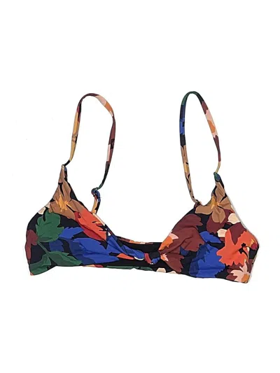 Pre-owned Rhythm Swimsuit Top Brown Print Pattern Swimwear