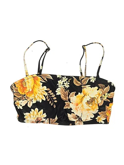 Pre-owned Rhythm Swimsuit Top Yellow Floral Pattern Swimwear