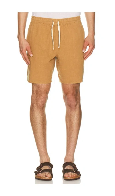 Rhythm Textured Linen Jam Short In Tobacco
