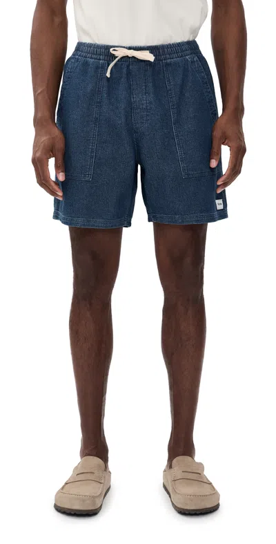 Rhythm Textured Wale Jam Shorts Washed Indigo In Blue