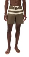 Rhythm Twin Fin Swim Trunks 7 Earth In Brown