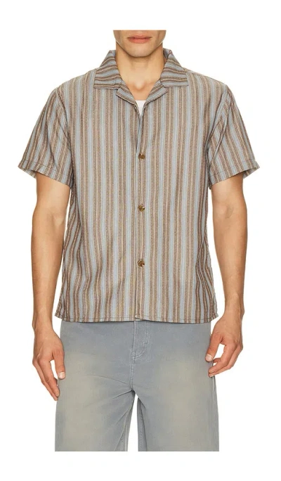 Rhythm Vacation Stripe Shirt In Brown