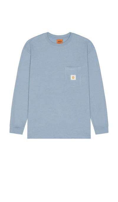Rhythm Vintage Pocket Long Sleeve Waffle Tee In Blue