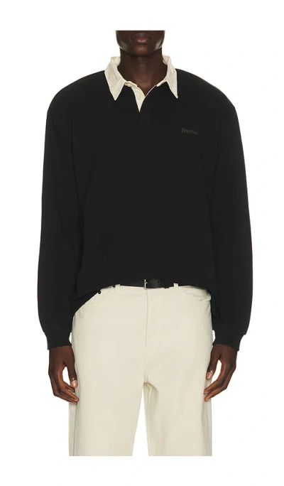 Rhythm Vintage Rugby Polo In Black