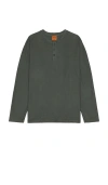 Rhythm Vintage Terry Long Sleeve Henley In Brown
