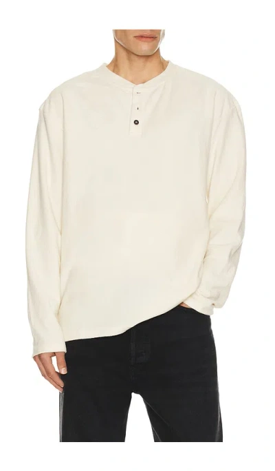 Rhythm Vintage Terry Long Sleeve Henley In Brown