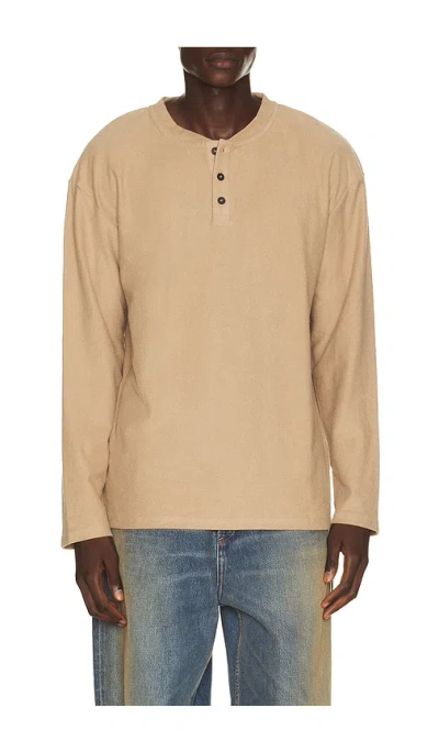 Rhythm Vintage Terry Long Sleeve Henley In Incense