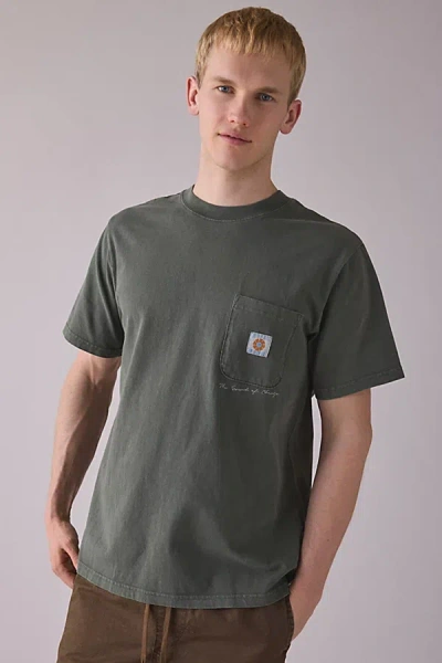 Rhythm Vintage Wash Pocket Tee In Dark Green, Men's At Urban Outfitters In Gray