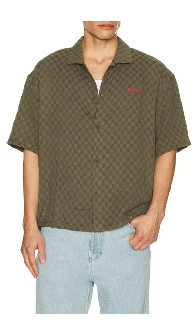 Rhythm Wash Check Relaxed Shirt In Green