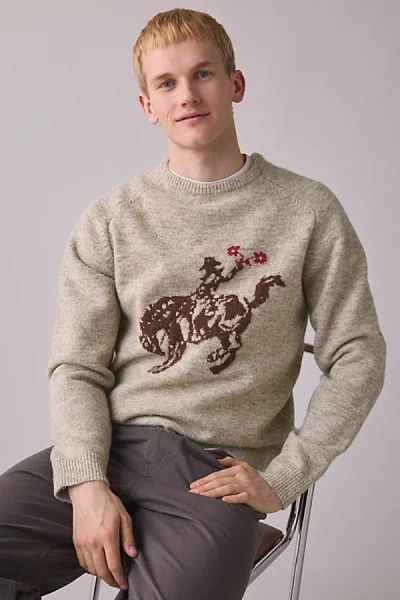 Rhythm Western Plains Sweater In Natural, Men's At Urban Outfitters In Gray