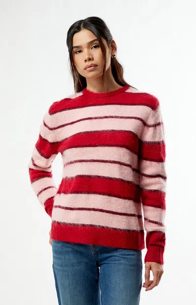 Rhythm Women's Cherie Striped Oversized Sweater In Cherry In Multi