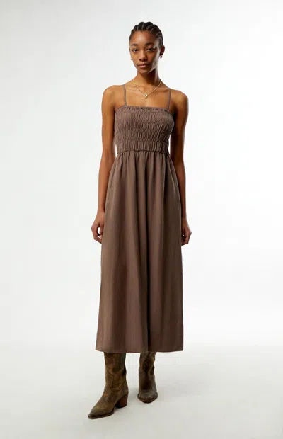 Rhythm Women's Classic Shirred Midi Dress In Taupe In Brown