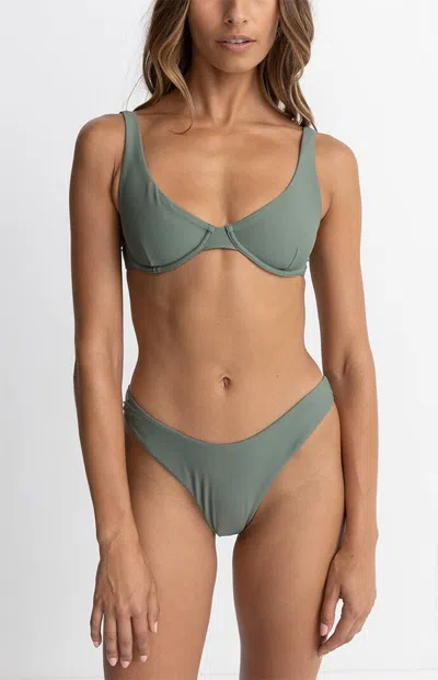 Rhythm Women's Classic Underwire Bralette Bikini Top In Green
