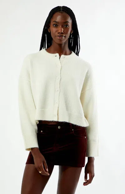 Rhythm Women's Cream Estelle Fluffy Cardigan In White