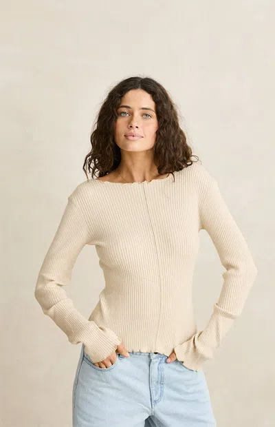 Rhythm Women's Essential Long Sleeve Top In White In Neutral
