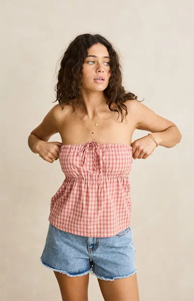 Rhythm Women's Kirra Checker Strapless Top In Pink