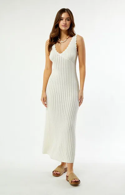 Rhythm Women's Scallop Knit Maxi Dress In Cream In White