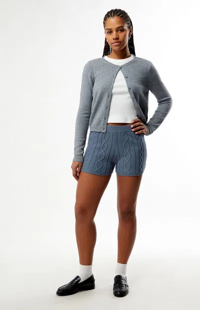 Rhythm Women's Stanley Cable Knit Shorts In Slate Blue