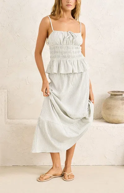 Rhythm Women's Striped Zuri Bias Midi Skirt In Cream In White