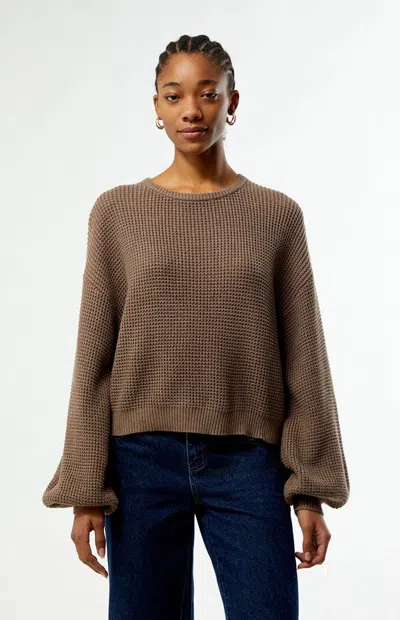 Rhythm Women's Taupe Classic Knit Crew Neck Sweater In Brown