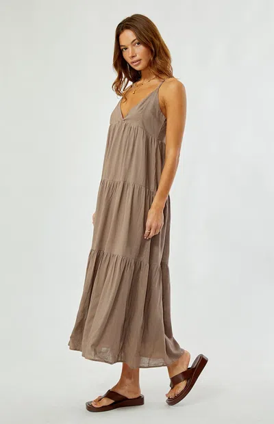 Rhythm Women's Taupe Classic Tiered Midi Dress In Brown