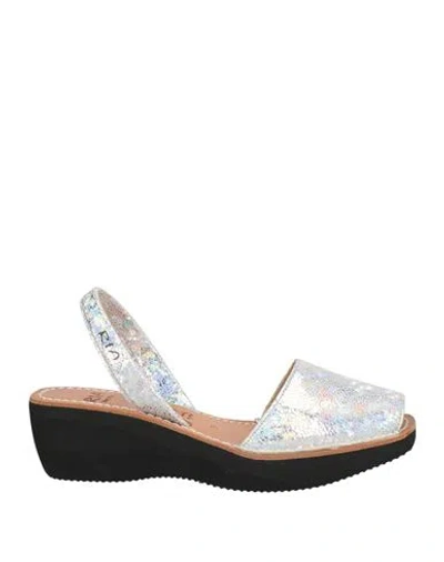 Ria Menorca Woman Sandals Silver Size 8 Textile Fibers