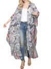 Riah Fashion Paisley Bliss Kimono In Grey In Grey