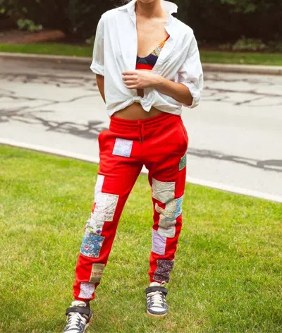 Rialto Jean Project Mixed Print Sweatpants In Red