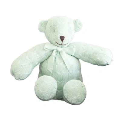 Rian Tricot Plush Cable Knit Teddy Bear In Green