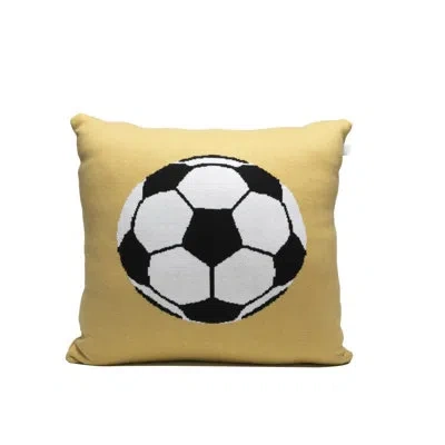 Rian Tricot Soccer Ball Throw Pillow In Dark Yellow