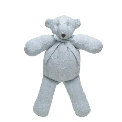 Rian Tricot Teddy Bear Geometric Throw Pillow In Blue