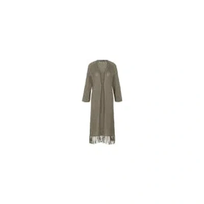 Riani Knitted Tassle Detail Long Cardigan Col: 544 Terre, Size: 8 In Gray